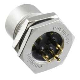 1 pcs - Amphenol Industrial Circular Connector, 3 Contacts, Panel Mount, M12 Connector, Socket, Female, IP68, IP69K, M Series