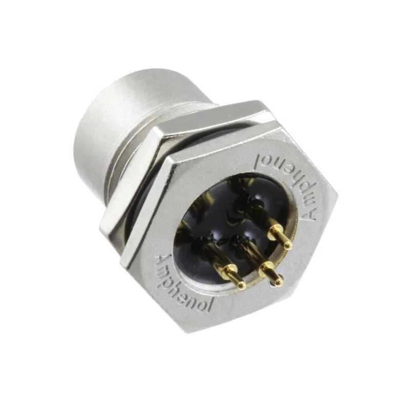 1 pcs - Amphenol Industrial Circular Connector, 3 Contacts, Panel Mount, M12 Connector, Socket, Female, IP68, IP69K, M Series