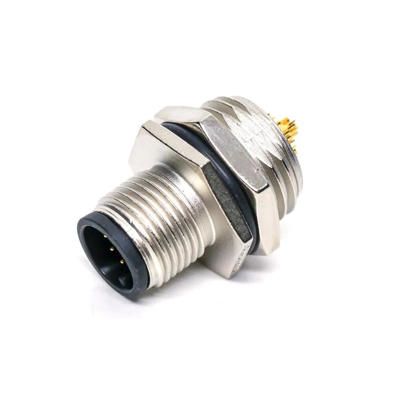 1 pcs - Amphenol Circular Connector, 12 Contacts, Panel Mount, M12 Connector, Plug, Male, IP68, IP69K, M Series