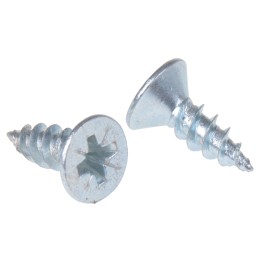 10 Box of 100 - RS PRO Pozidriv Countersunk Steel Wood Screw Bright Zinc Plated, No. 8 Thread, 1/2in Length