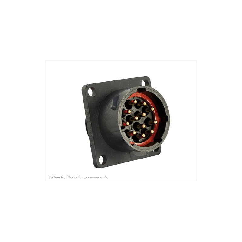 1 pcs - Souriau Circular Connector, 12 Contacts, Flange Mount, Plug, Male, IP68, IP69K, UTS Series