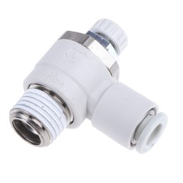 1 pcs - SMC AS Series Threaded Speed Controller, R 1/4 Male Inlet Port x R 1/4 Male Outlet Port x 6mm Tube Outlet Port