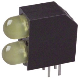 10 pcs - 552-0933F Dialight 552-0933F, Yellow Right Angle PCB LED Indicator, 2 LEDs, Through Hole 1.9 V