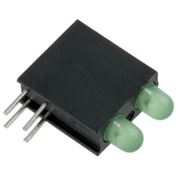 10 pcs - 553-0222-200F Dialight 553-0222-200F, Green Right Angle PCB LED Indicator, 2 LEDs, Through Hole 2.2 V