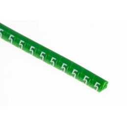 1 Bag of 250 - HellermannTyton Helagrip Slide On Cable Markers, White on Green, Pre-printed '5', 1 - 3mm Cable