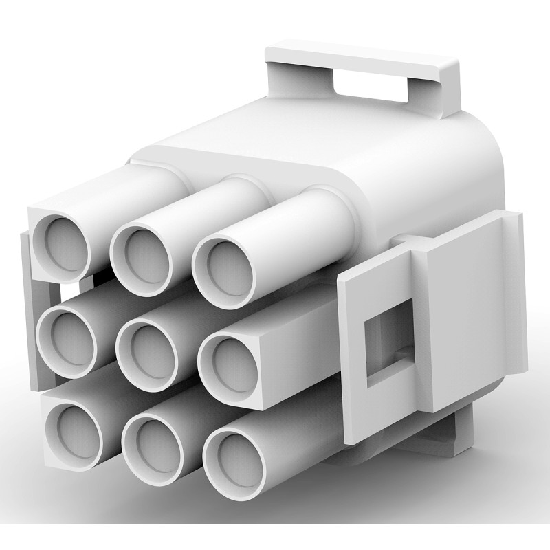 5 pcs - TE Connectivity, Universal MATE-N-LOK Male Connector Housing, 6.35mm Pitch, 9 Way, 3 Row