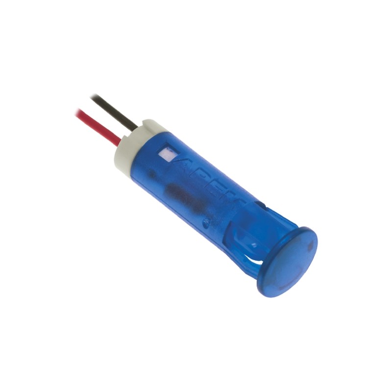 10 pcs - QS83XXB12 Apem Blue Panel Mount Indicator, 12V dc, 8mm Mounting Hole Size, Lead Wires Termination