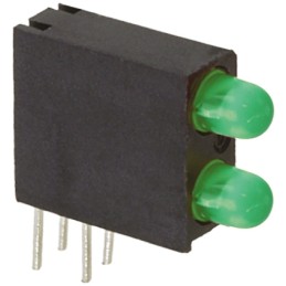 10 pcs - 553-0222F Dialight 553-0222F, Green Right Angle PCB LED Indicator, 2 LEDs, Through Hole 2.2 V