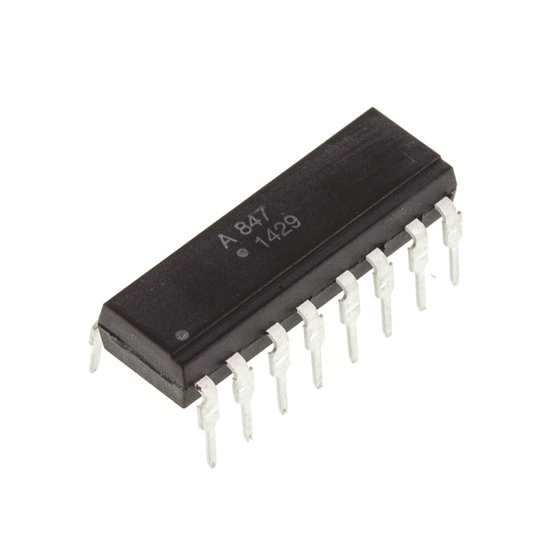 10 pcs - ACPL-847-000E Broadcom, ACPL-847-000E DC Input Transistor Output Quad Optocoupler, Through Hole, 16-Pin PDIP