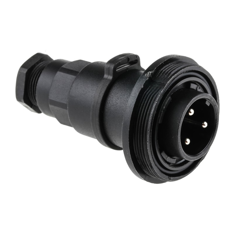 1 pcs - Bulgin Circular Connector, 3 Contacts, In-line, Plug, Male, IP68, Standard Buccaneer Series