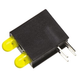 10 pcs - 553-0233-200F Dialight 553-0233-200F, Yellow Right Angle PCB LED Indicator, 2 LEDs, Through Hole 2.4 V