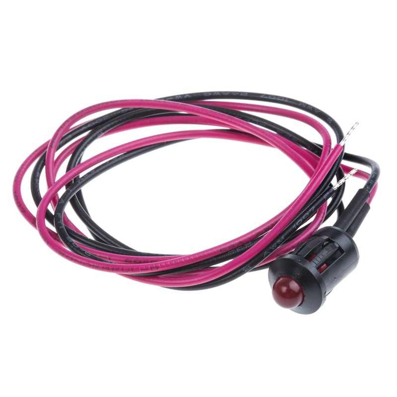 10 pcs - RS PRO Red Panel Mount Indicator, 6V dc, 8mm Mounting Hole Size, Lead Wires Termination