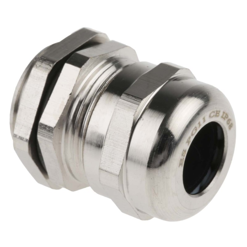 5 pcs - RS PRO Metallic Nickel Plated Brass Cable Gland, PG11 Thread, 5mm Min, 10mm Max, IP68