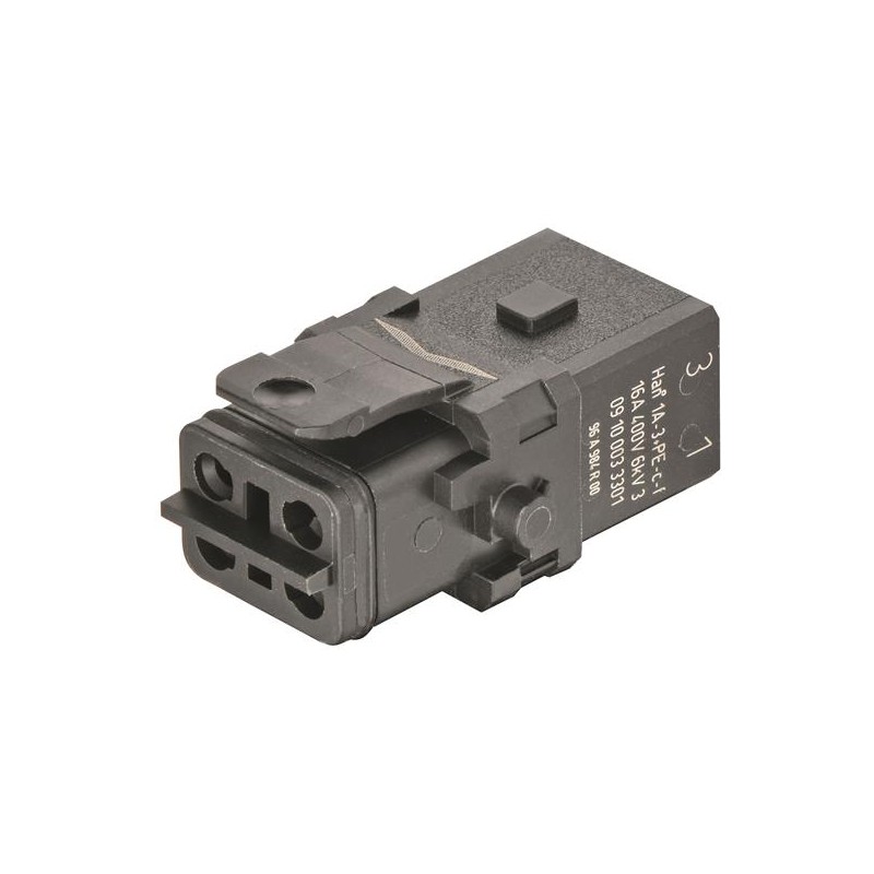 1 pcs - HARTING Heavy Duty Power Connector Insert, 16A, Female, Han 1A Series, 3 Contacts
