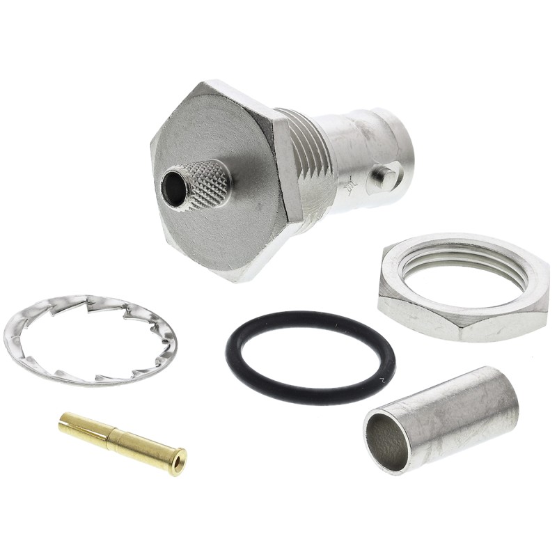 1 pcs - Telegartner, jack Panel Mount BNC Connector, 50Ω, Crimp Termination, Straight Body