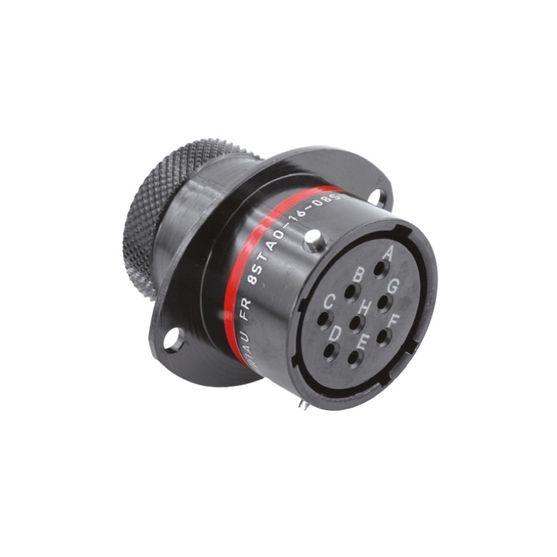 1 pcs - Souriau Circular Connector, 8 Contacts, Panel Mount, Socket, Female, IP67, 8STA Series