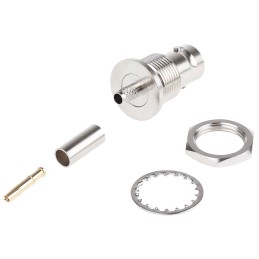 1 pcs - RS PRO, jack Panel Mount BNC Connector, 75Ω, Crimp Termination, Straight Body