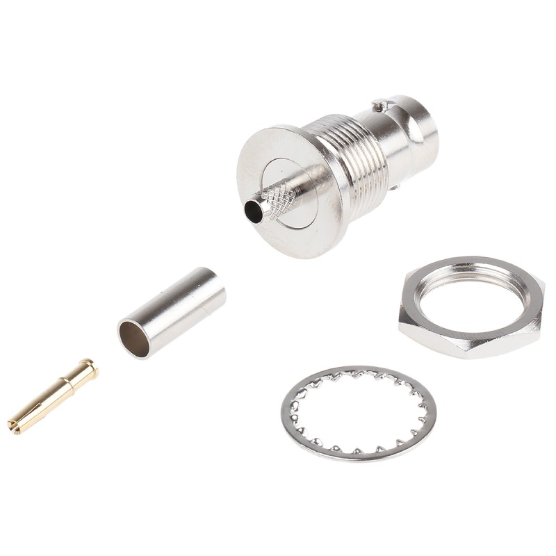 1 pcs - RS PRO, jack Panel Mount BNC Connector, 75Ω, Crimp Termination, Straight Body