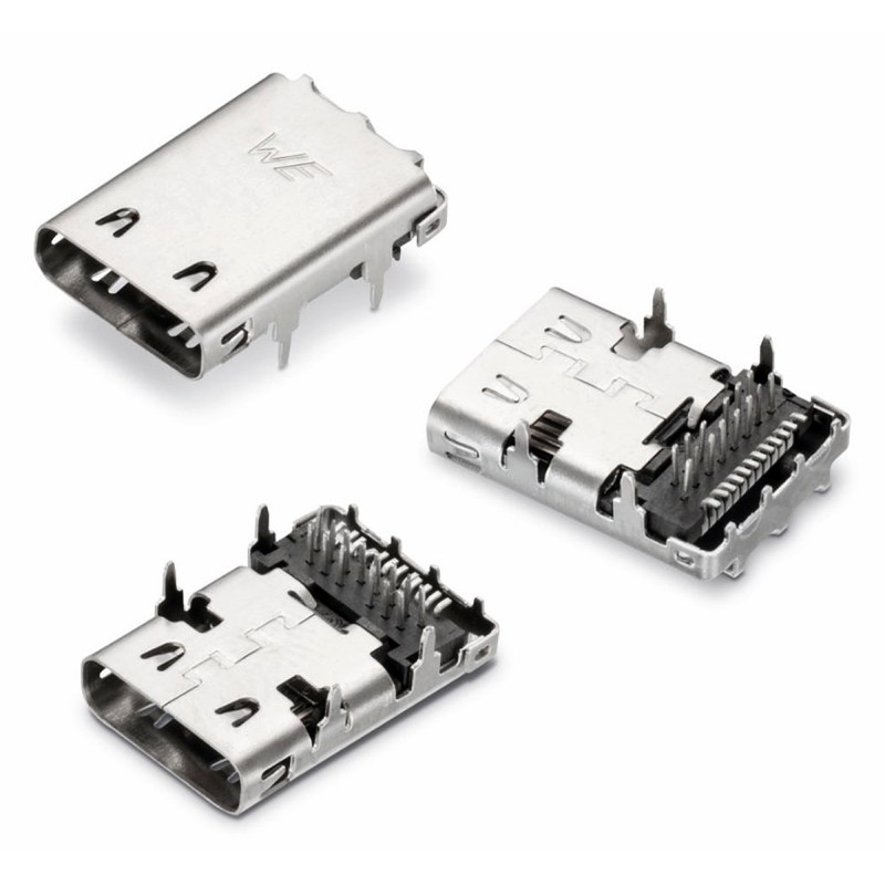 1 pcs - Wurth Elektronik Right Angle, Surface Mount, Through Hole, Socket Type C 3.1 USB Connector