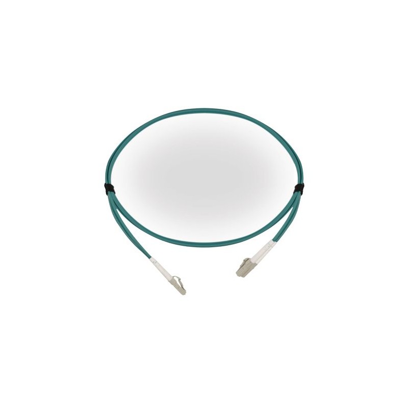 1 pcs - Amphenol Industrial LC to LC Tight Buffer OM3 Multi Mode OM3 Fibre Optic Cable, 3mm, Light Blue, 1m