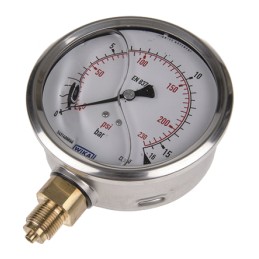 1 pcs - WIKA G 3/8 Analogue Pressure Gauge 16bar Bottom Entry, 7075589, UKAS, 0bar min.