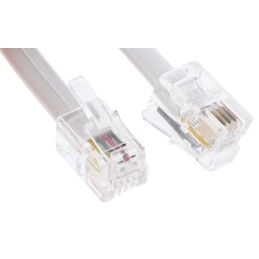 1 pcs - Decelect Female RJ9 to Male RJ9 Telephone Extension Cable, White Sheath, 1.5m