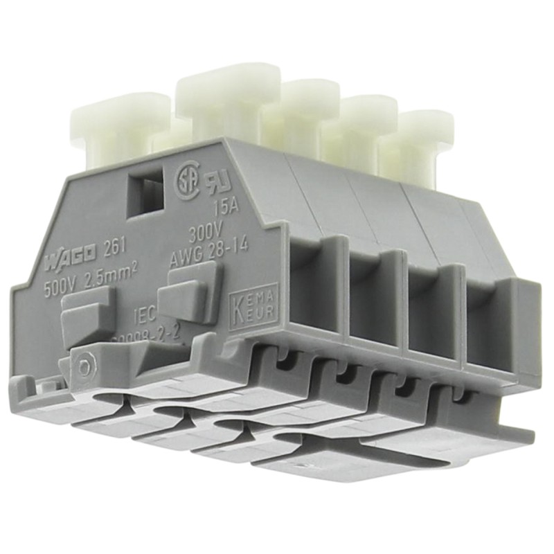 5 pcs - Wago 261 Series Grey Terminal Strip, 1-Level