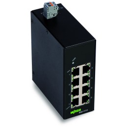 1 pcs - Wago DIN Rail Mount Ethernet Switch, 8 RJ45 Ports, 10/1000Mbit/s Transmission, 9 - 57V dc