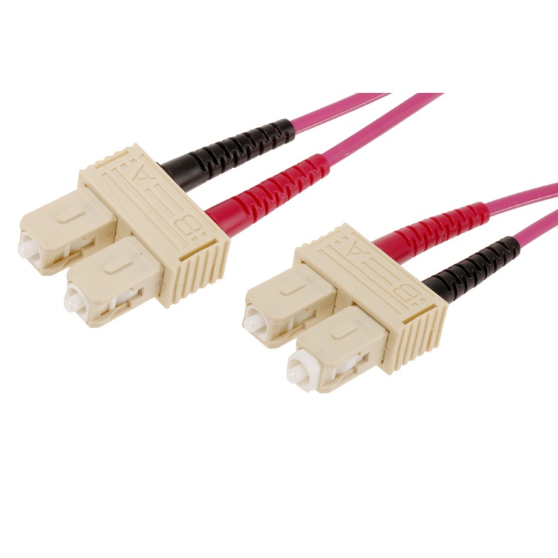 1 pcs - RS PRO SC to SC Duplex Multi Mode OM4 Fibre Optic Cable, 900μm, Violet, 2m