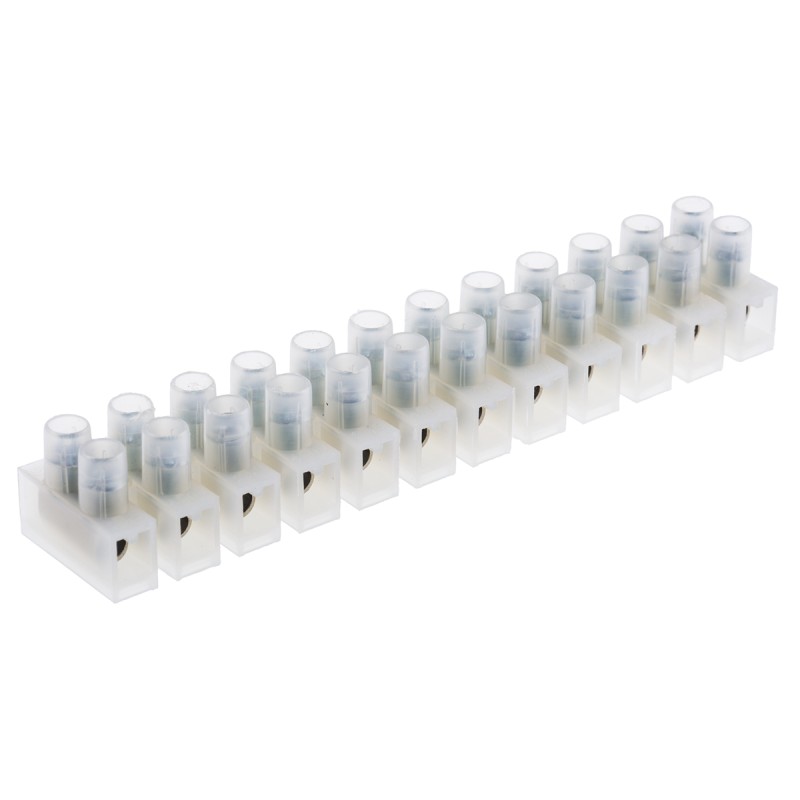 5 pcs - RS PRO Non-Fused Terminal Block, 12-Way, 17.5A, 16 AWG Wire, Screw Termination