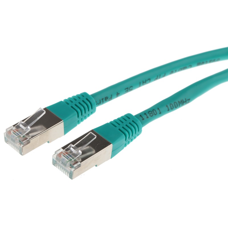 1 pcs - Decelect Cat5 Male RJ45 to Male RJ45 Ethernet Cable, F/UTP, Green PVC Sheath, 3m