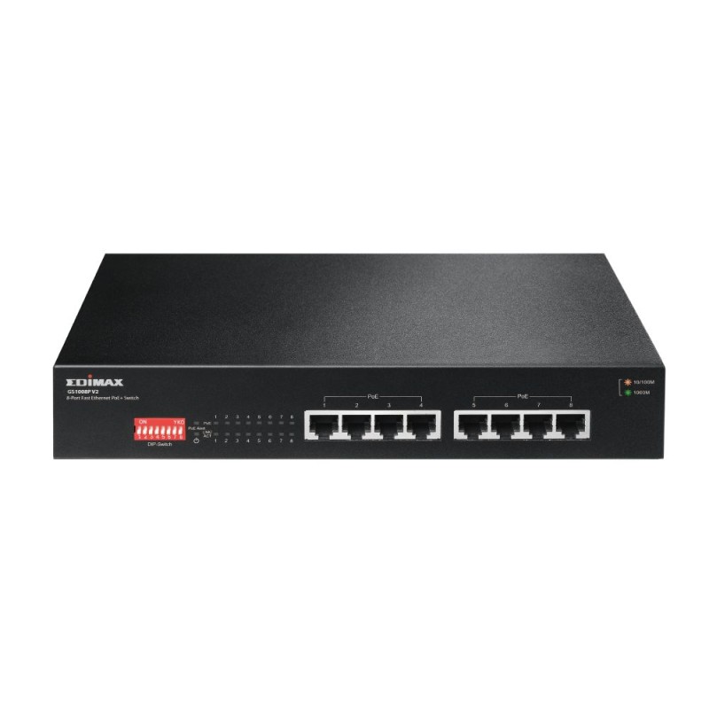 1 pcs - Edimax GS-1008P V2, Unmanaged 8 Port Gigabit Switch With PoE