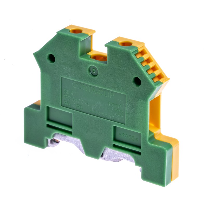 5 pcs - RS PRO 2-Way Top Hat Earth Terminal Block, 4mm², 22 - 11 AWG Wire, Screw Down, Nylon Housing