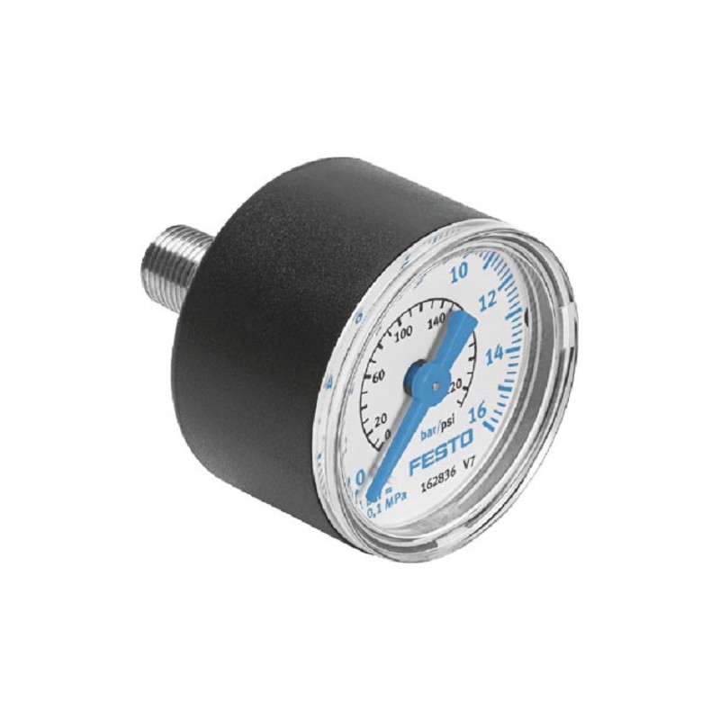 1 pcs - Festo G 1/8 Analogue Pressure Gauge 16bar Back Entry, MA-40-16-1/8, 0bar min., 345395