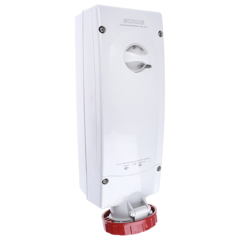 1 pcs - Scame Switchable IP67 Industrial Interlock Socket 3PN+E, Earthing Position 6h, 63A, 415 V