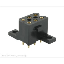 1 pcs - Souriau SMS Series Straight PCB Mount PCB Socket, 6-Contact, 2-Row, 5.08mm Pitch, Solder Termination