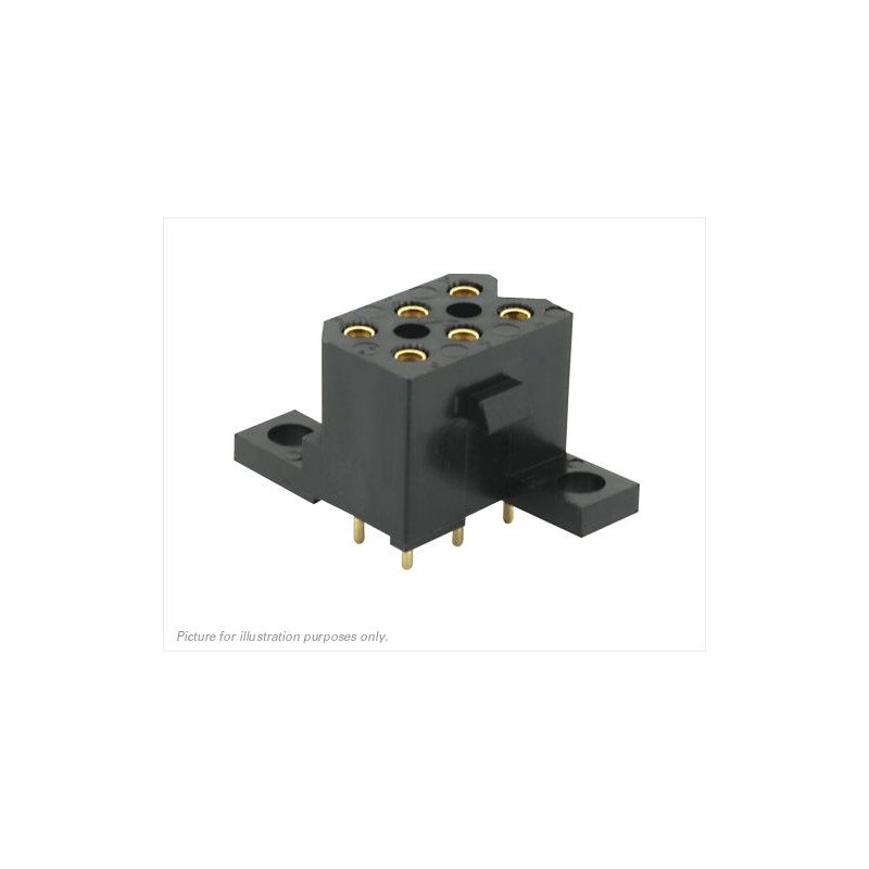 1 pcs - Souriau SMS Series Straight PCB Mount PCB Socket, 6-Contact, 2-Row, 5.08mm Pitch, Solder Termination