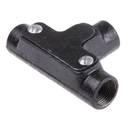 5 pcs - RS PRO Inspection Tee, Conduit Fitting, 20mm Nominal Size, Steel, Black