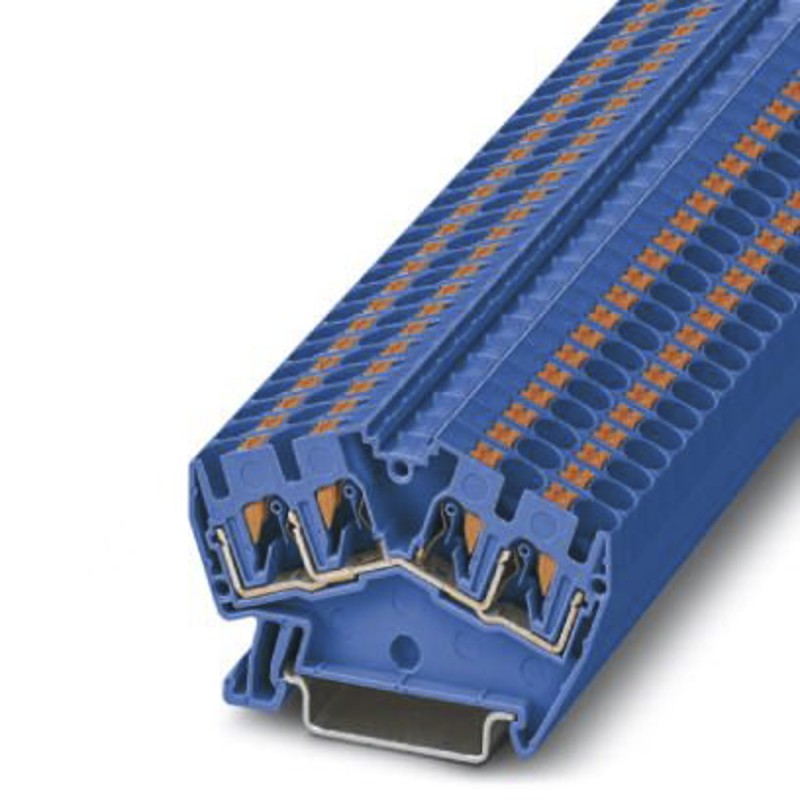 5 pcs - Phoenix Contact PTS 4-QUATTRO BU Series Feed Through Terminal Block, Push In Termination