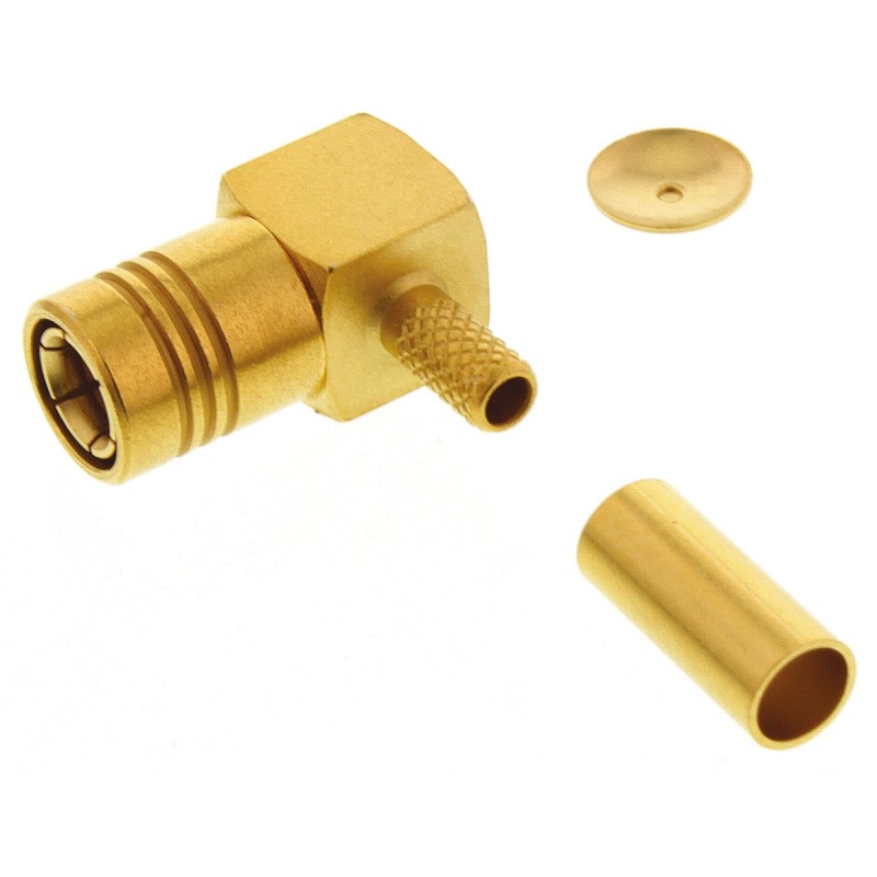 1 pcs - Radiall, Plug Cable Mount SMB Connector, 50Ω, Crimp Termination, Right Angle Body