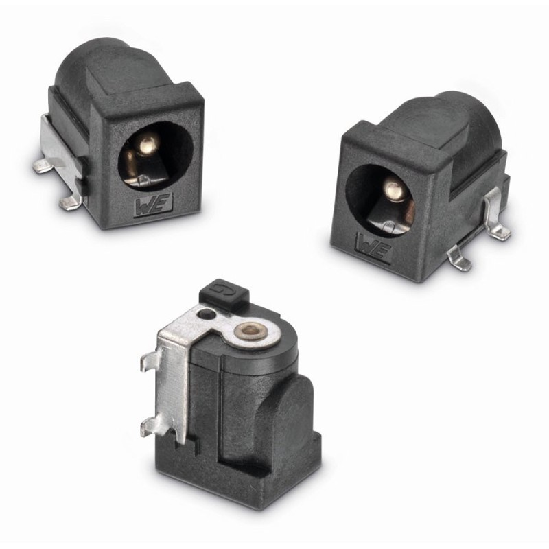 5 pcs - Wurth Elektronik, WR-DC Right Angle DC Socket Rated At 5.0A, 24.0 V, PCB Mount, length 9.0mm, Gold, Tin
