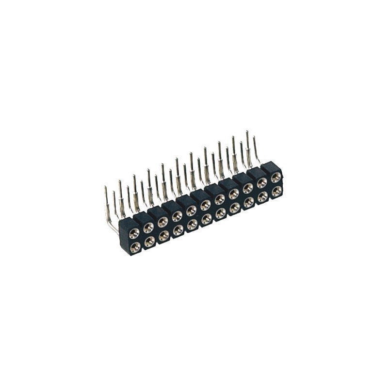 5 pcs - Preci-Dip 499 Series Right Angle PCB Mount PCB Socket, 20-Contact, 2-Row, 2.54mm Pitch, Solder Termination