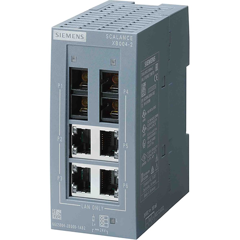 1 pcs - Siemens DIN Rail, Wall Ethernet Switch, 4 RJ45 Ports, 10/100Mbit/s Transmission, 24V dc