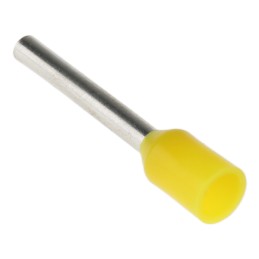 500 pcs - RS PRO Insulated Crimp Bootlace Ferrule, 12mm Pin Length, 1.7mm Pin Diameter, 1mm² Wire Size, Yellow