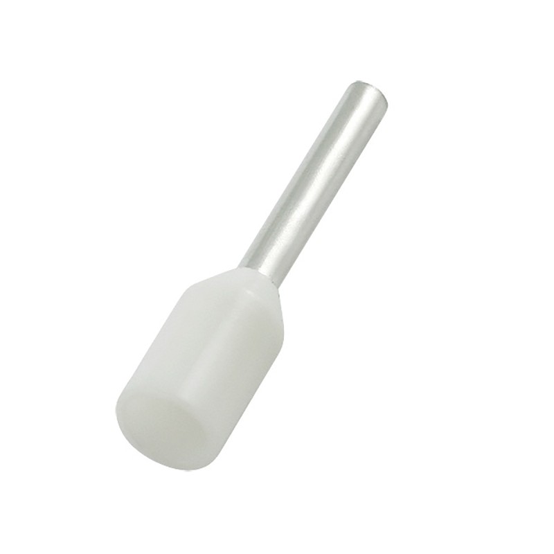 500 pcs - RS PRO Insulated Crimp Bootlace Ferrule, 10mm Pin Length, 1.3mm Pin Diameter, 0.5mm² Wire Size, White