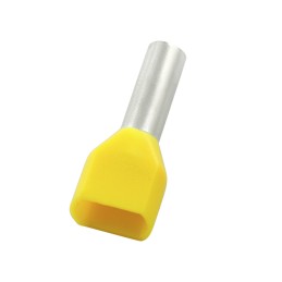 500 pcs - RS PRO Insulated Crimp Bootlace Ferrule, 8mm Pin Length, 2.4mm Pin Diameter, 2 x 1.0mm² Wire Size, Yellow