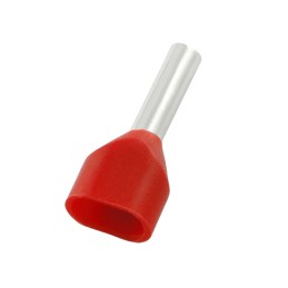500 pcs - RS PRO Insulated Crimp Bootlace Ferrule, 8mm Pin Length, 2.6mm Pin Diameter, 2 x 1.5mm² Wire Size, Red