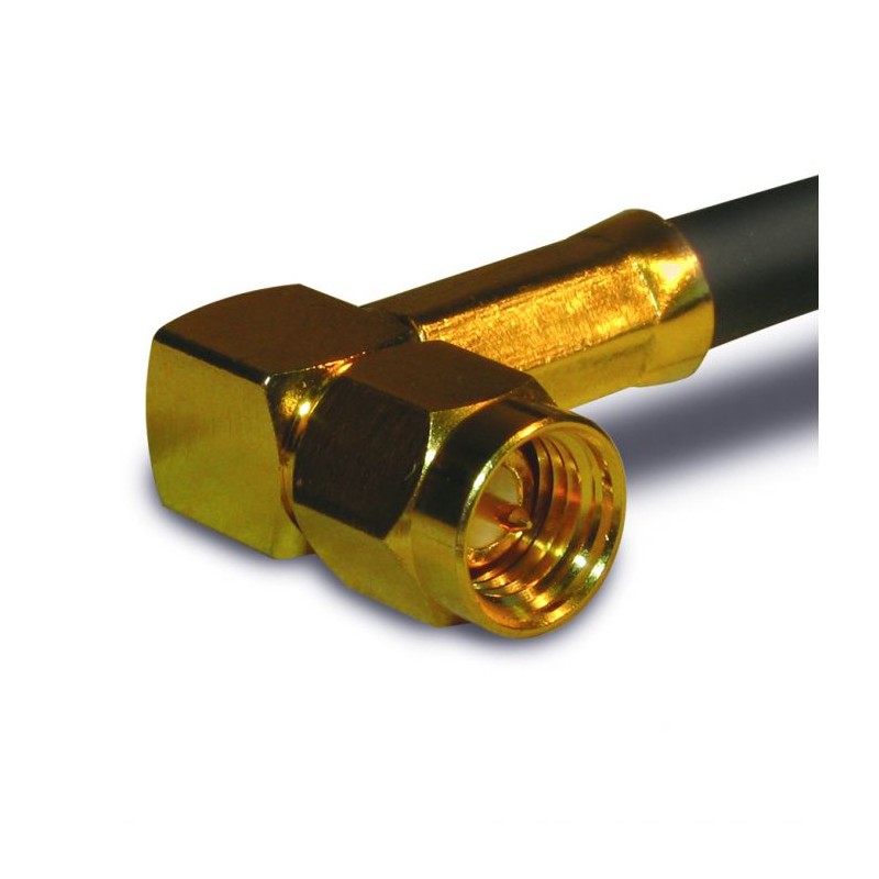 1 pcs - Amphenol RF Plug Cable Mount SMA Connector, Crimp Termination, Right Angle Body