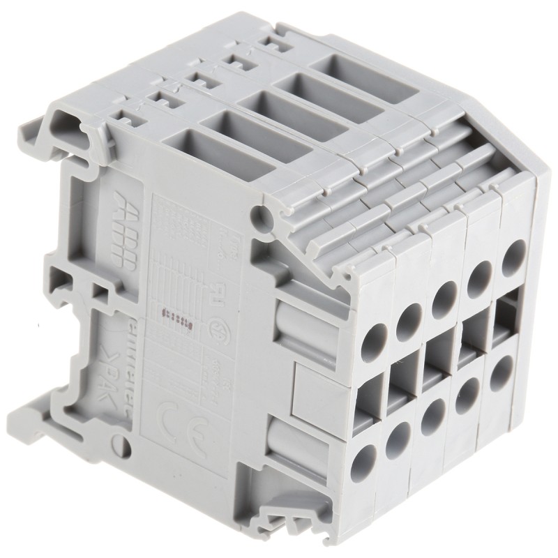 1 pcs - Entrelec Distribution Block, 5 Way, 4mm², 32A, 800 V, Grey