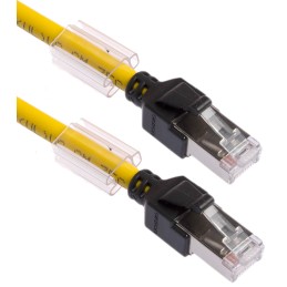 1 pcs - Omron Cat6a Male RJ45 to Male RJ45 Ethernet Cable, FTP, STP, Yellow LSZH Sheath, 1m